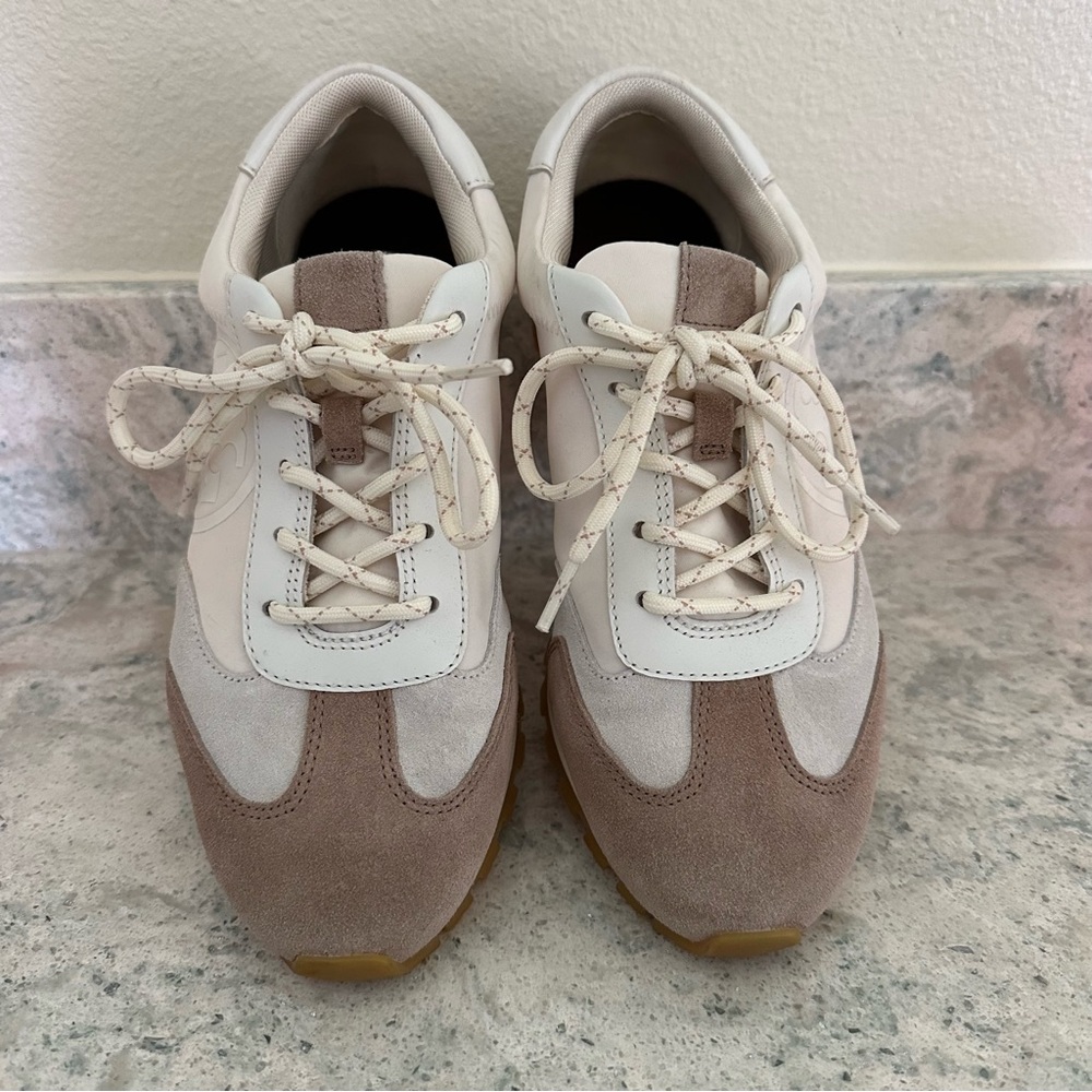 Tory Burch White and Brown Sneakers